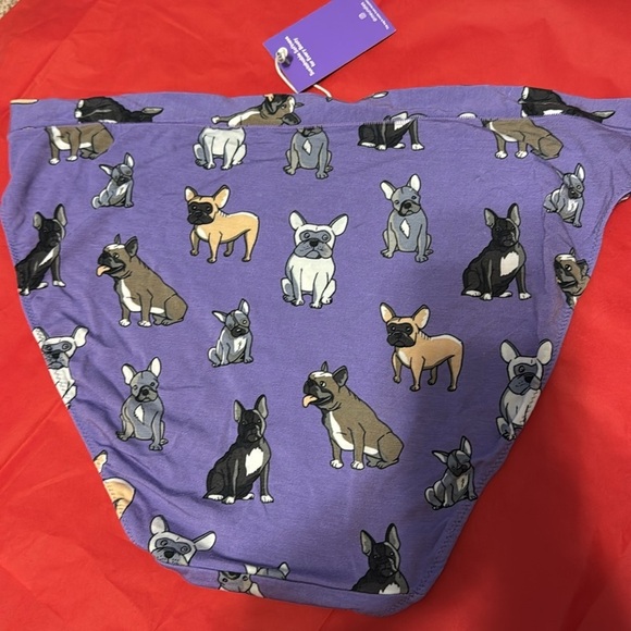 New Women’s FeelFree MeUndies Bikini Lavender Purple with French Bulldogs Sz 4X - Picture 3 of 4